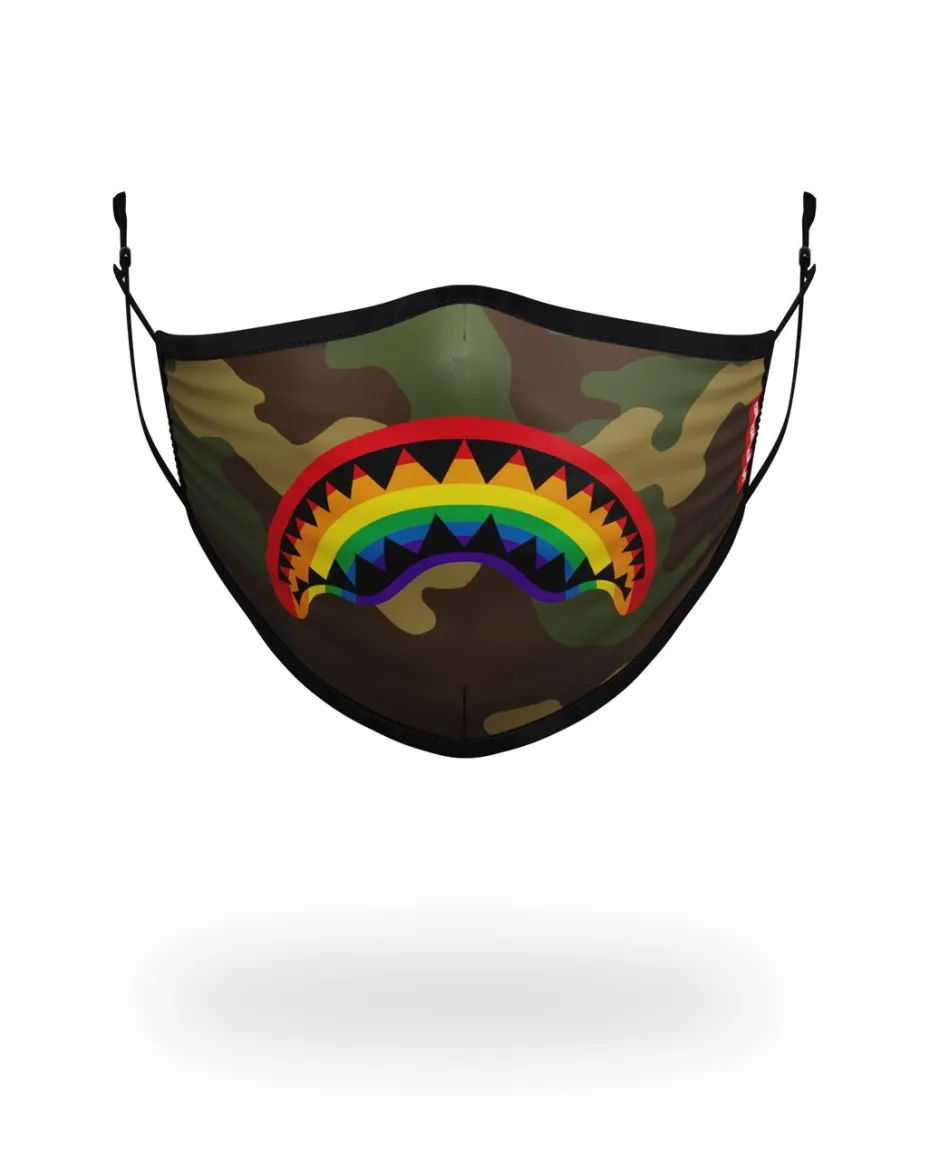 ADULT RAINBOW SHARK FORM FITTING FACE MASK