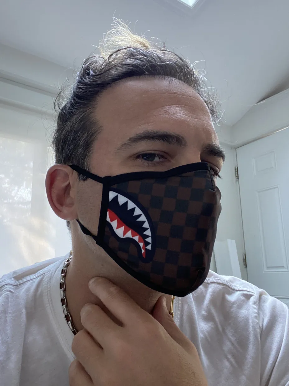 ADULT SHARKS IN PARIS (SIDE SHARK) FORM-FITTING FACE MASK