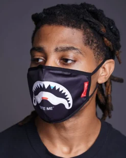 BITE ME SHARK (BLK) POLYESTER FACE MASK