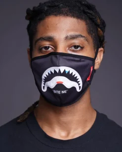 BITE ME SHARK (BLK) POLYESTER FACE MASK