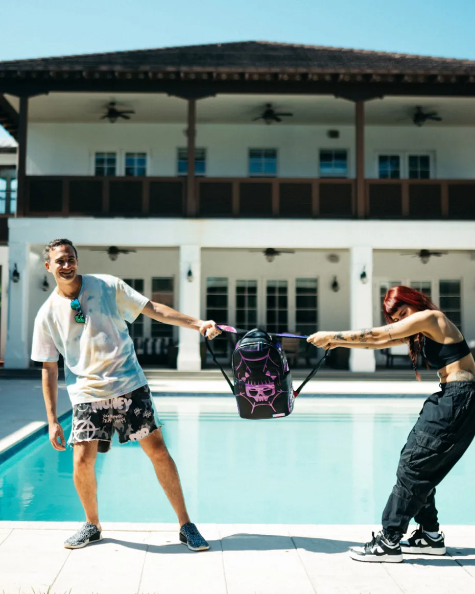 CAZZU IRIDESCENT CUT & SEW SPIDER SKULL SHARK BACKPACK (DLXV)