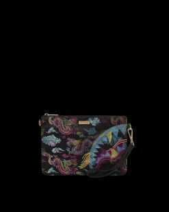 EMBROIDERED DRAGONS CROSSOVER CLUTCH