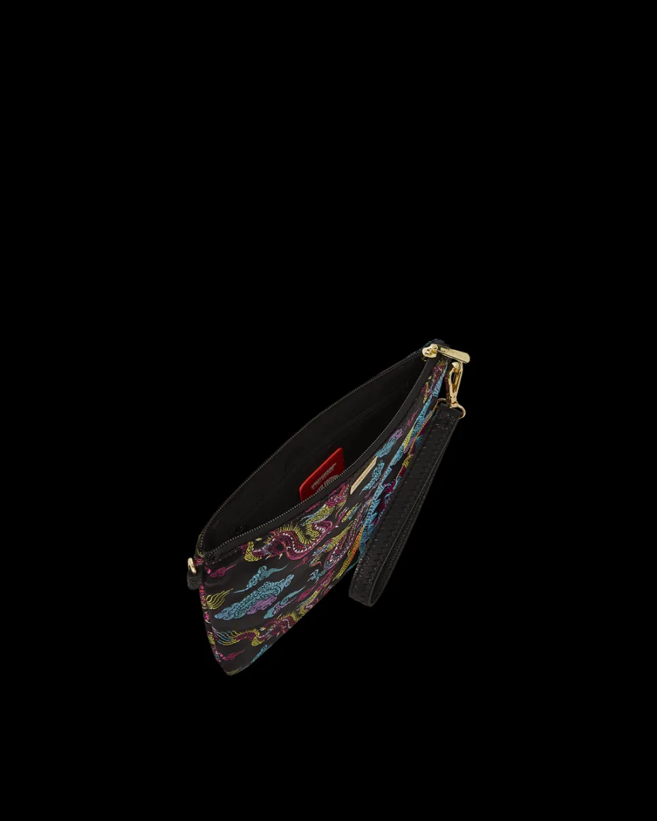 EMBROIDERED DRAGONS CROSSOVER CLUTCH