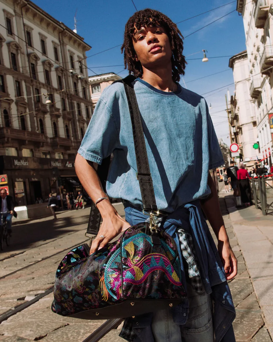 EMBROIDERED DRAGONS DUFFLE