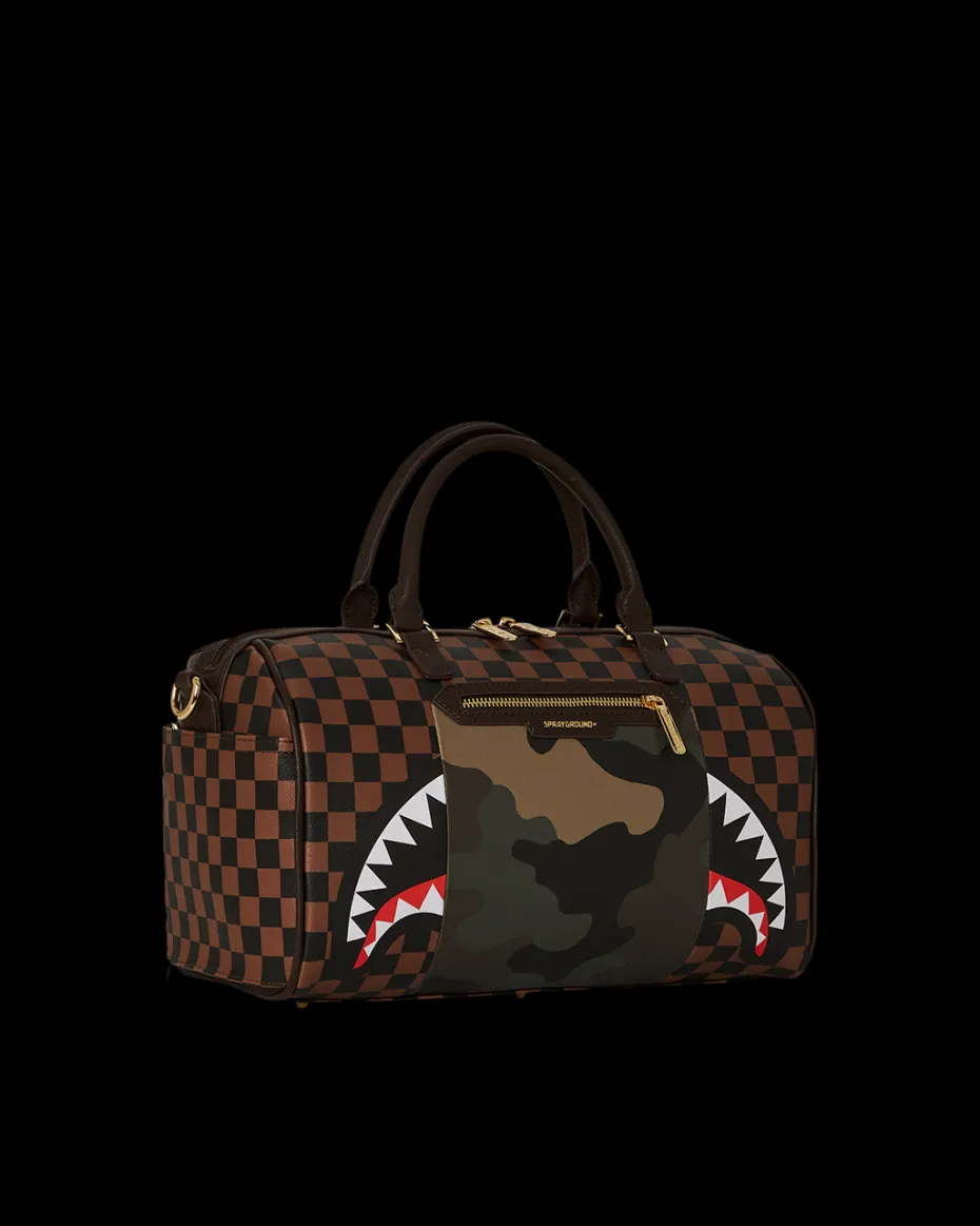 EXTERIOR GOLD ZIP POCKET SHARKS IN PARIS MINI DUFFLE
