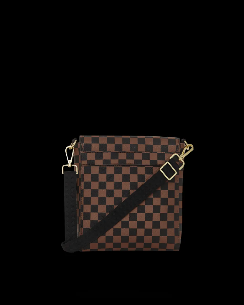 EXTERIOR GOLD ZIP POCKET SHARKS IN PARIS MESSENGER SLING BAG