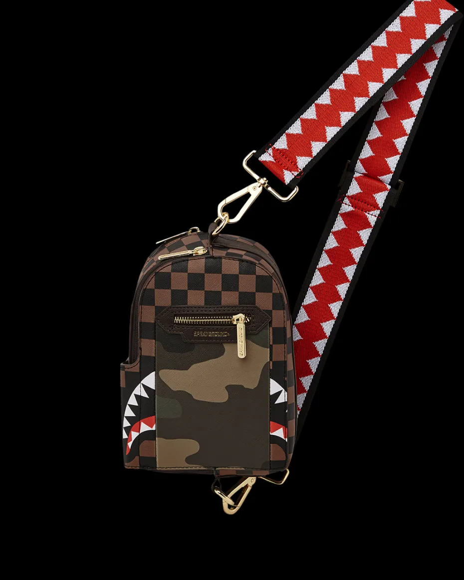 EXTERIOR GOLD ZIP POCKET SHARKS IN PARIS BACKPACK SLING
