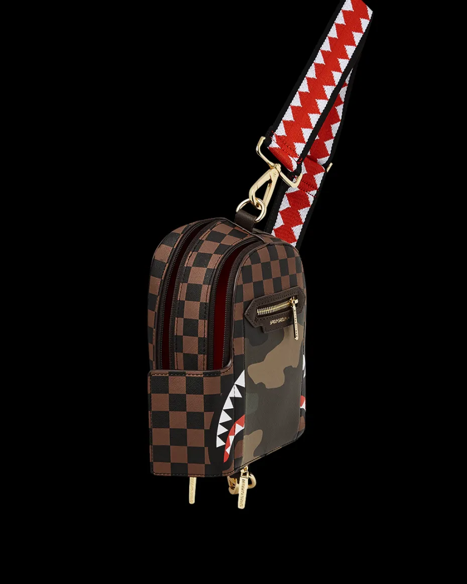 EXTERIOR GOLD ZIP POCKET SHARKS IN PARIS BACKPACK SLING