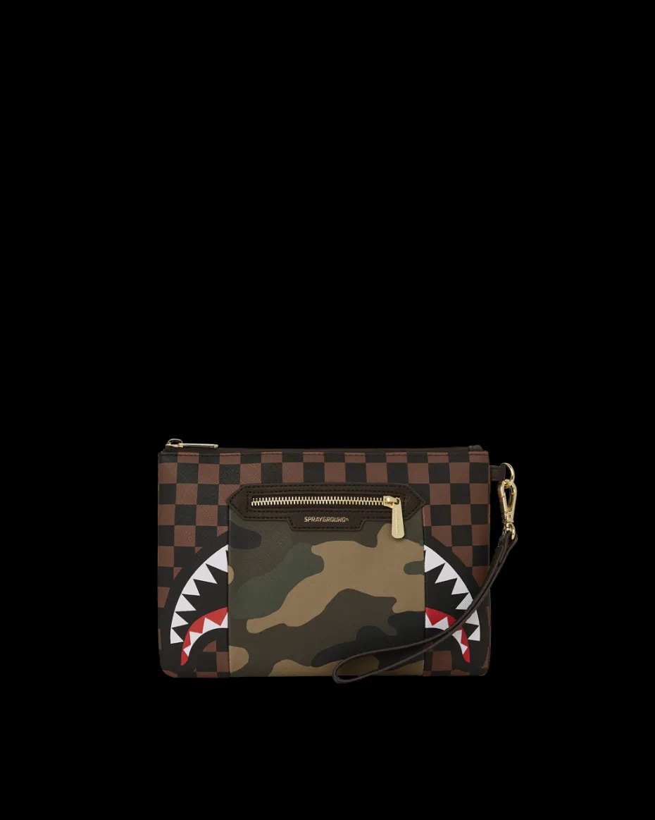 EXTERIOR GOLD ZIP POCKET SHARKS IN PARIS CROSSOVER CLUTCH
