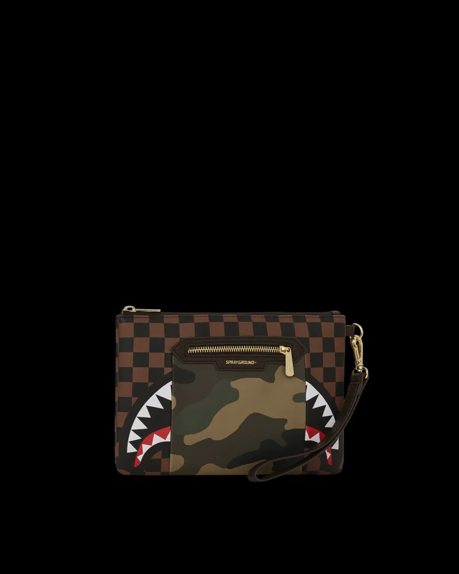 EXTERIOR GOLD ZIP POCKET SHARKS IN PARIS CROSSOVER CLUTCH
