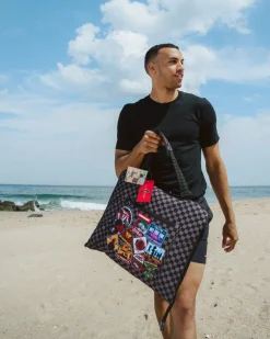 GLOBAL MOGUL UNLIMITED MILES PACKABLE BEACH MAT BLANKET WATER RESISTANT CONVERTIBLE TOTE
