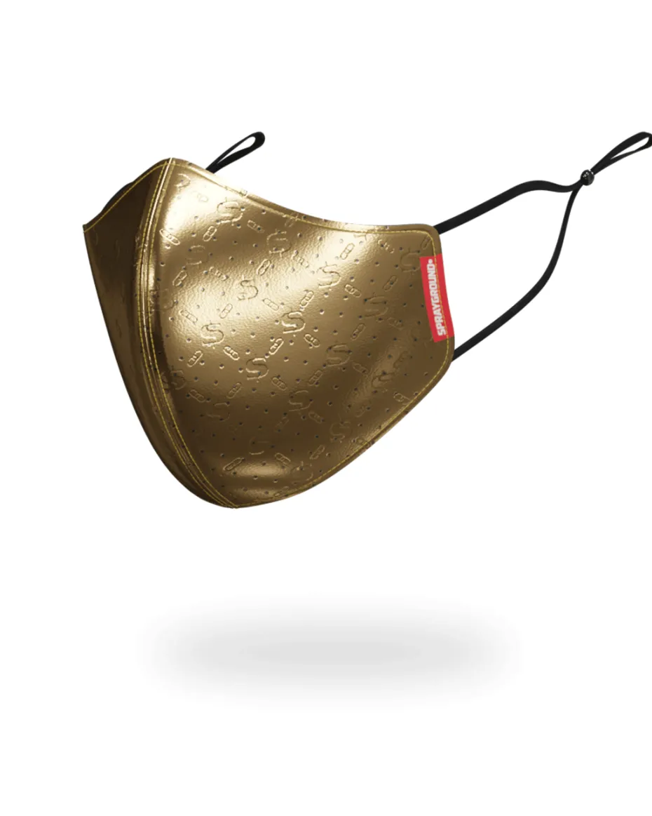 GOLD MONEY PATTERN VEGAN LEATHER FACE MASK