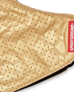 GOLD MONEY PATTERN VEGAN LEATHER FACE MASK