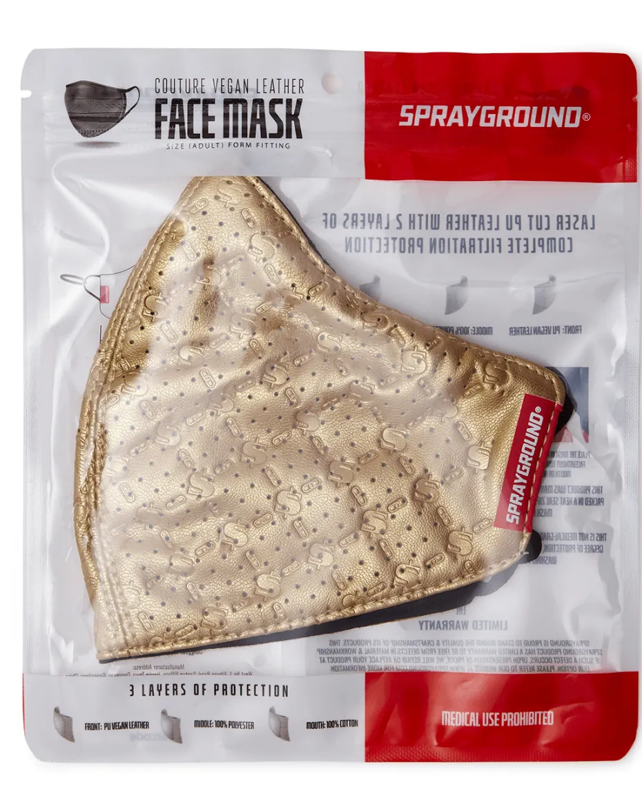 GOLD MONEY PATTERN VEGAN LEATHER FACE MASK