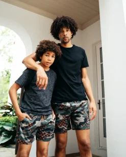 KIDS CAMO CHECKERED SWIM TRUNKS