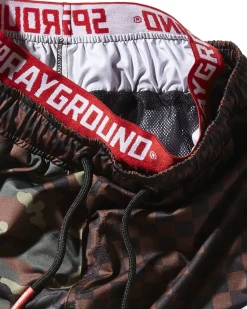KIDS CHECKS & CAMO SWIM TRUNKS