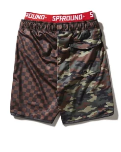KIDS CHECKS & CAMO SWIM TRUNKS