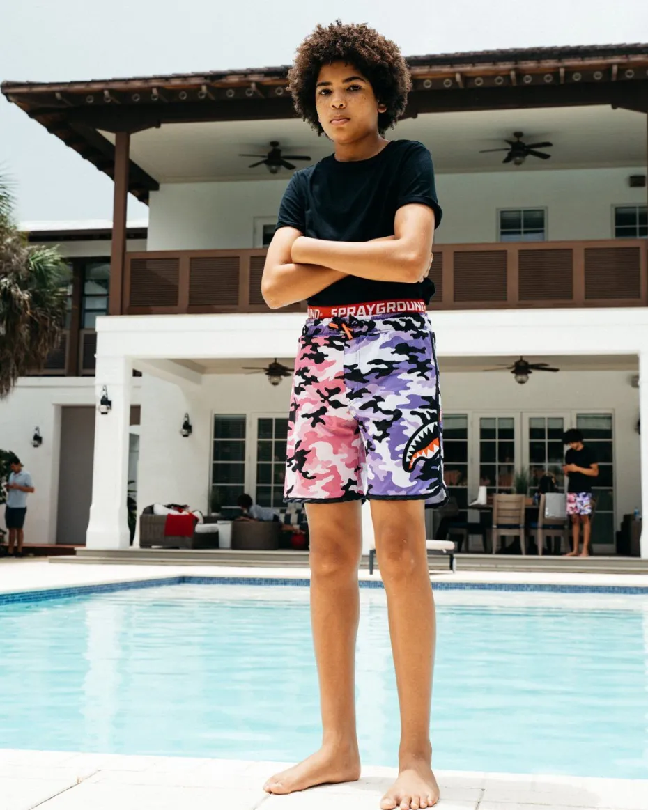 KIDS SPLIT CAMO SWIM TRUNKS