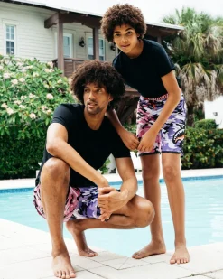 KIDS SPLIT CAMO SWIM TRUNKS