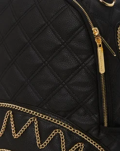 NOIR QUILT GOLD CHAIN SHARK BACKPACK (DLXV)