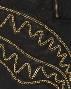 NOIR QUILT GOLD CHAIN SHARK BACKPACK (DLXV)