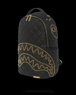 NOIR QUILT GOLD CHAIN SHARK BACKPACK (DLXV)