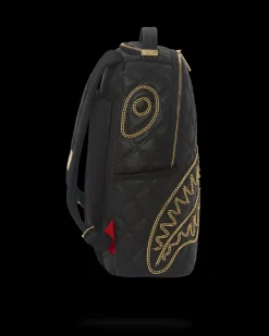 NOIR QUILT GOLD CHAIN SHARK BACKPACK (DLXV)