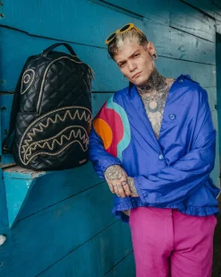 NOIR QUILT GOLD CHAIN SHARK BACKPACK (DLXV)
