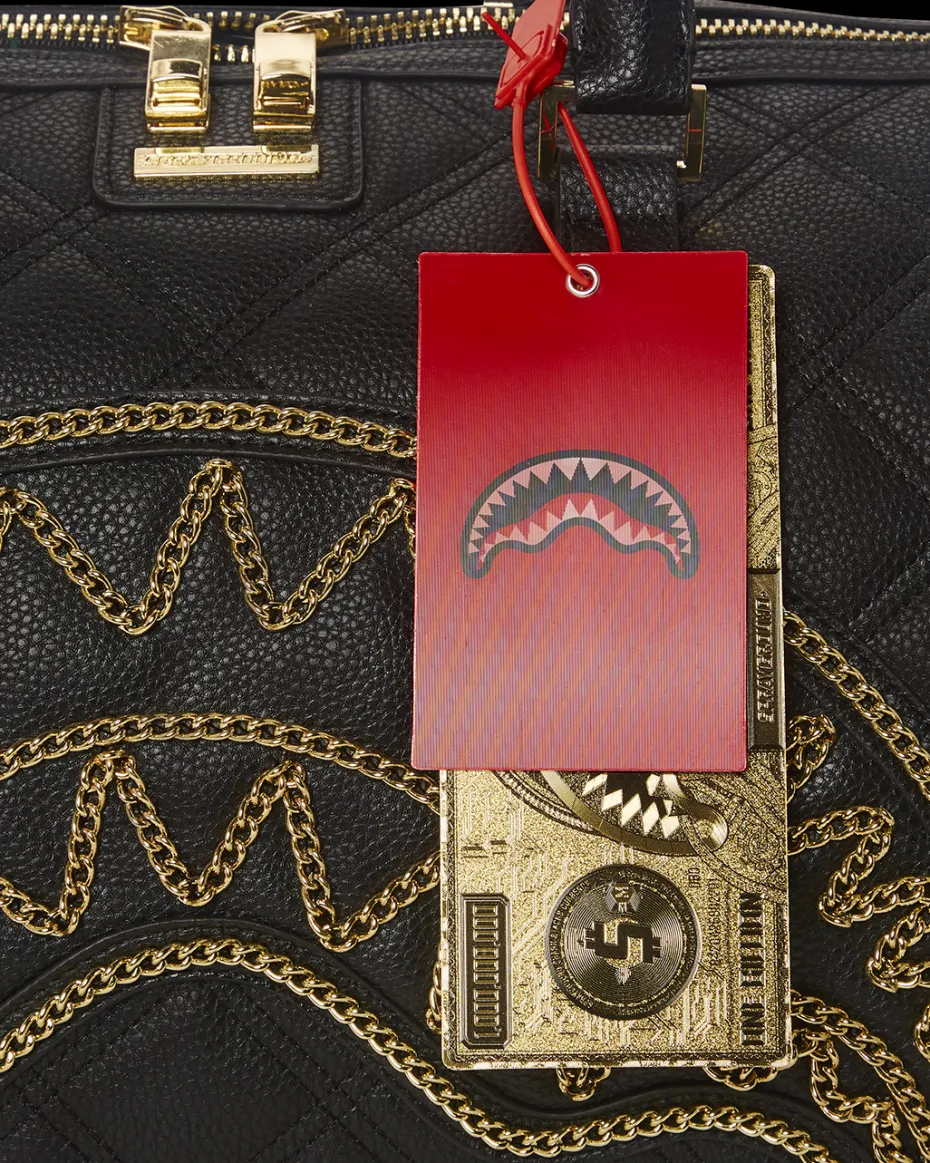 NOIR QUILT GOLD CHAIN SHARK DUFFLE