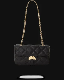 NOIR QUILT GOLD CHAIN SHARK HANDBAG
