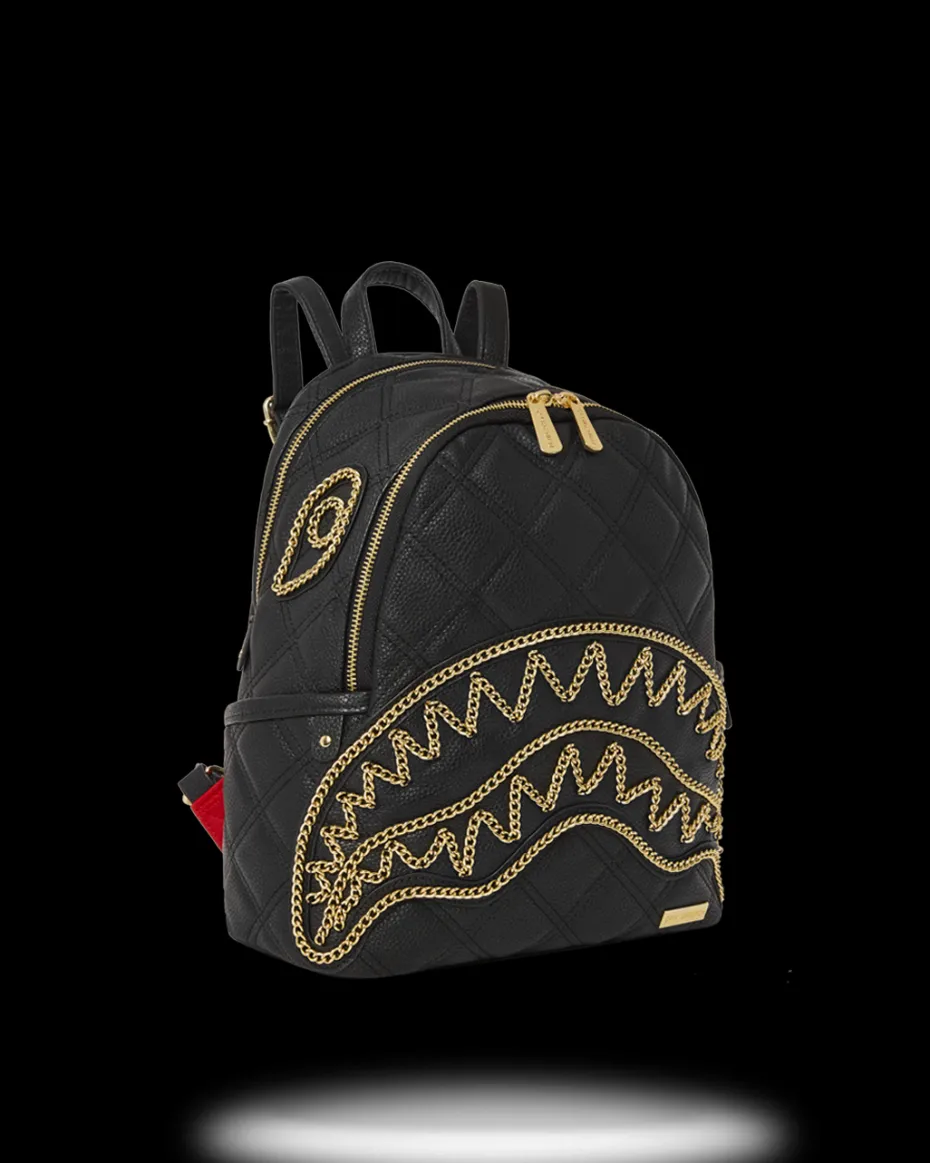 NOIR QUILT GOLD CHAIN SHARK SAVAGE BACKPACK