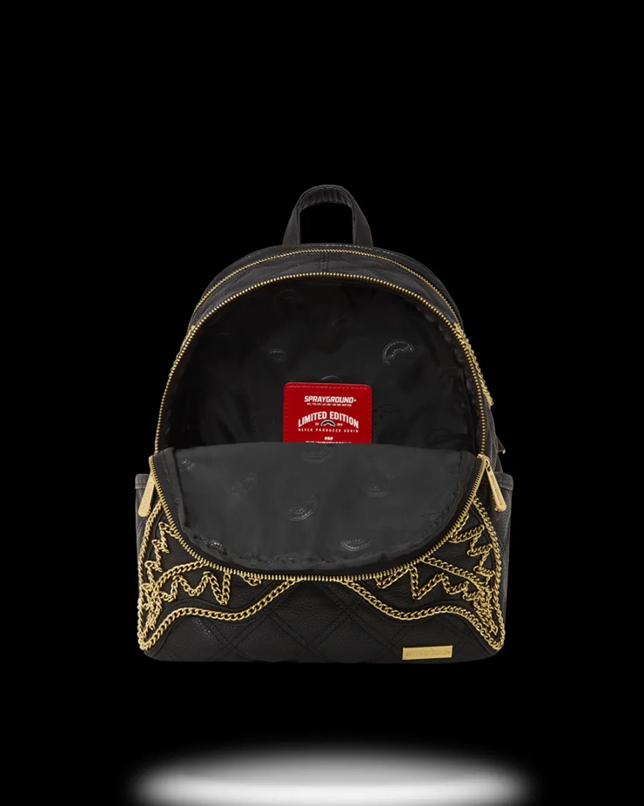 NOIR QUILT GOLD CHAIN SHARK SAVAGE BACKPACK
