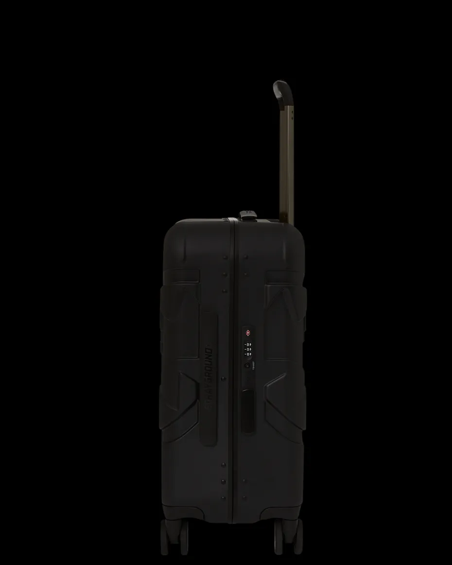 REALITY CHECK SHARKNAUTICS HARDSHELL CARRY-ON JETBLACK LUGGAGE (GUNMETAL HARDWARE)