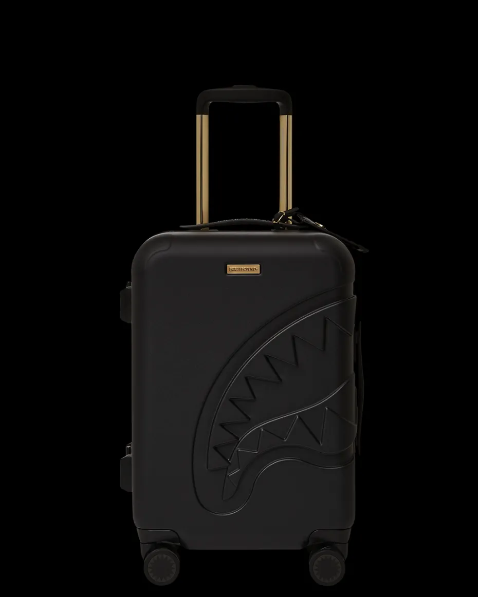 REALITY CHECK SHARKNAUTICS HARDSHELL CARRY-ON JETBLACK LUGGAGE (GOLD HARDWARE)