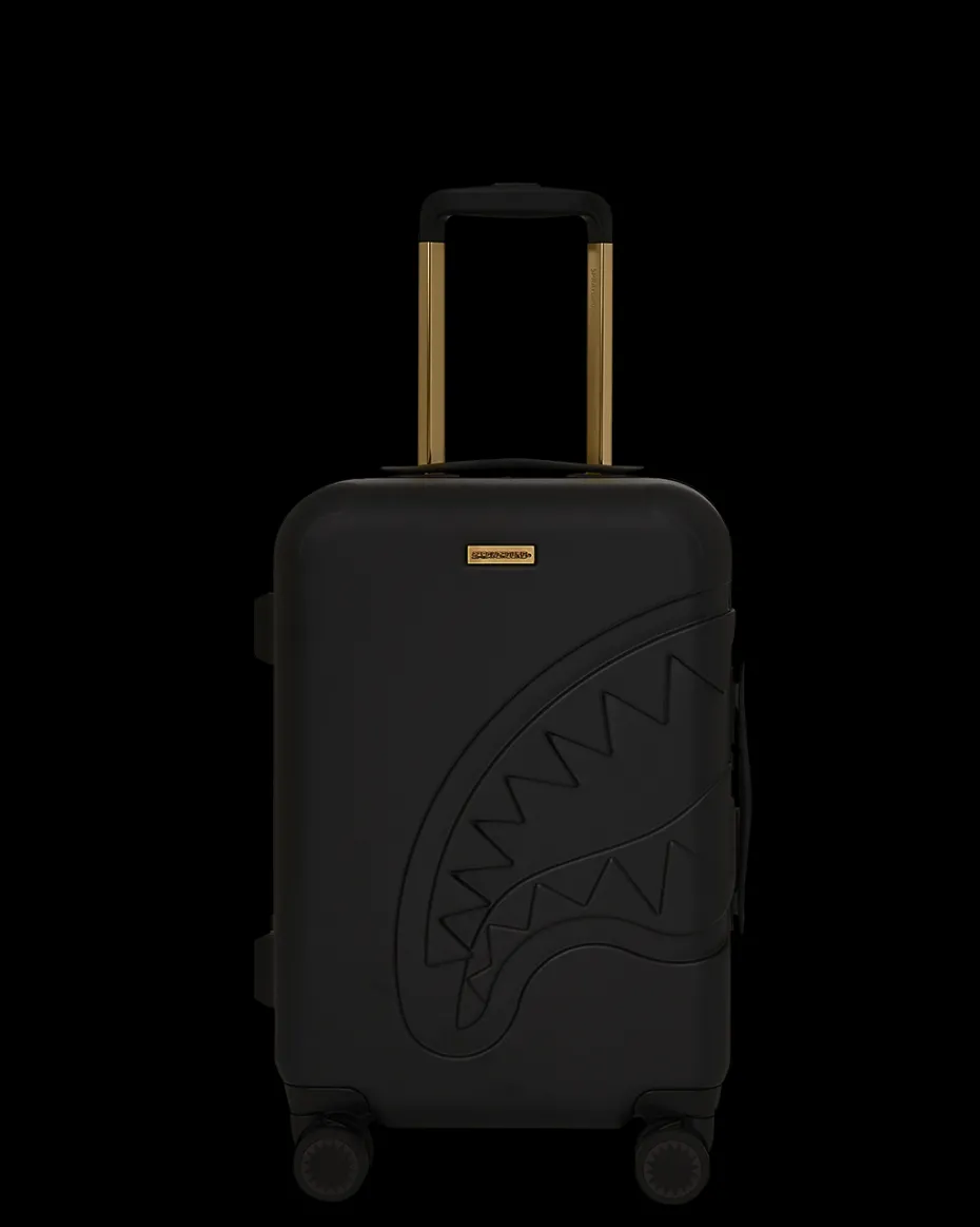 REALITY CHECK SHARKNAUTICS HARDSHELL CARRY-ON JETBLACK LUGGAGE (GOLD HARDWARE)