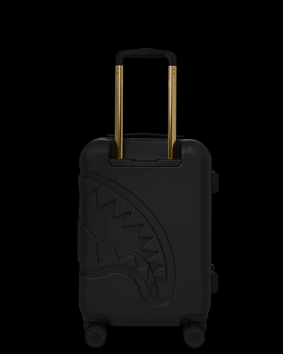 REALITY CHECK SHARKNAUTICS HARDSHELL CARRY-ON JETBLACK LUGGAGE (GOLD HARDWARE)