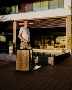 REALITY CHECK SHARKNAUTICS HARDSHELL FULL-SIZE JETBLACK LUGGAGE (GOLD HARDWARE)