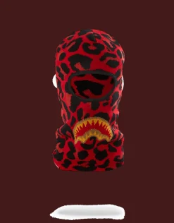RED LEOPARD GOLD SHARK MOUTH SKI MASK