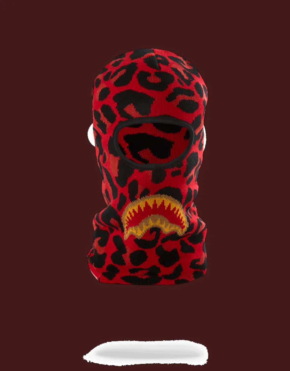 RED LEOPARD GOLD SHARK MOUTH SKI MASK