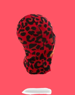 RED LEOPARD GOLD SHARK MOUTH SKI MASK