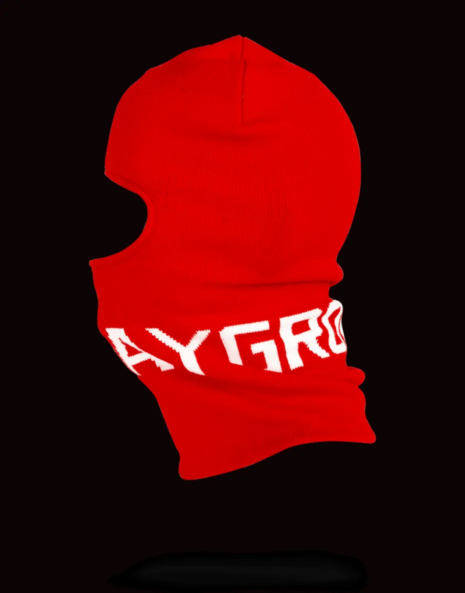 RED SPRAYGROUND LOGO SKI MASK