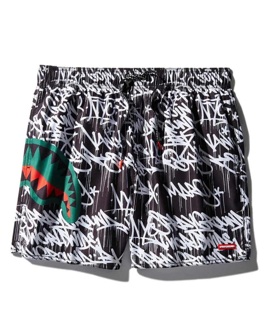SCRIBBLE SHARK SHOTO SWIM TRUNKS