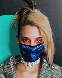 SHARK CHECK (BLUE) FACE MASK