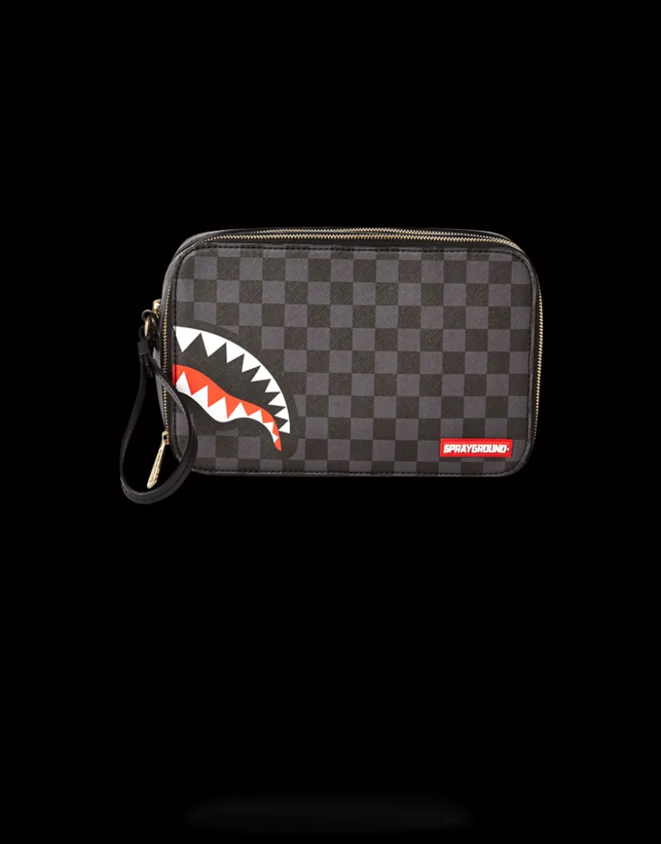 SHARKS IN PARIS (BLACK CHECKERED EDITION) TOILETRY AKA MONEY BAGS