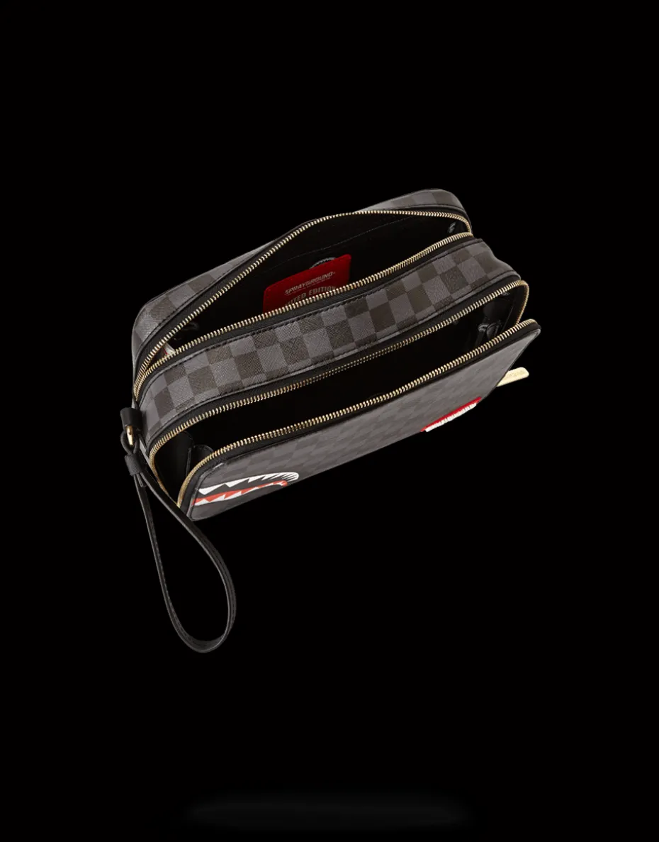 SHARKS IN PARIS (BLACK CHECKERED EDITION) TOILETRY AKA MONEY BAGS