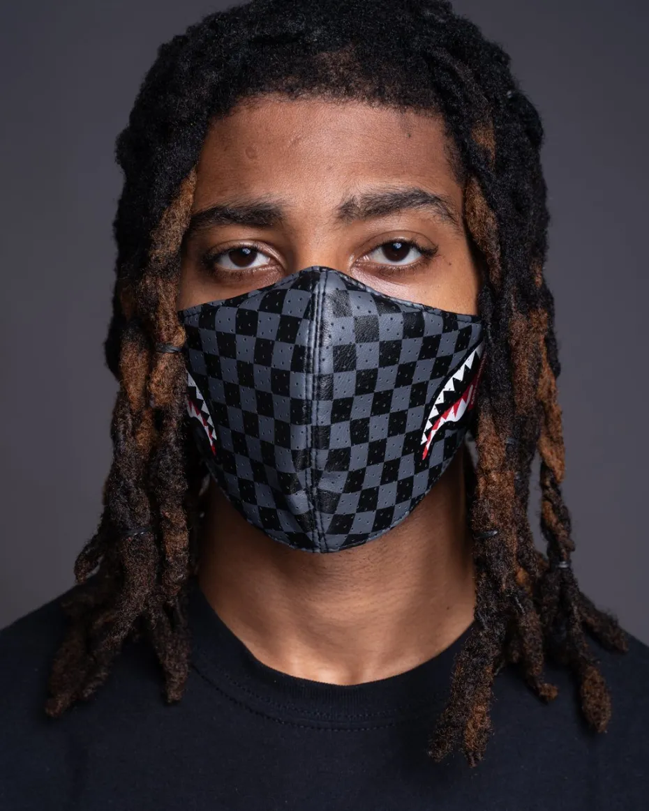 SHARKS IN PARIS (GRAY) VEGAN LEATHER FACE MASK