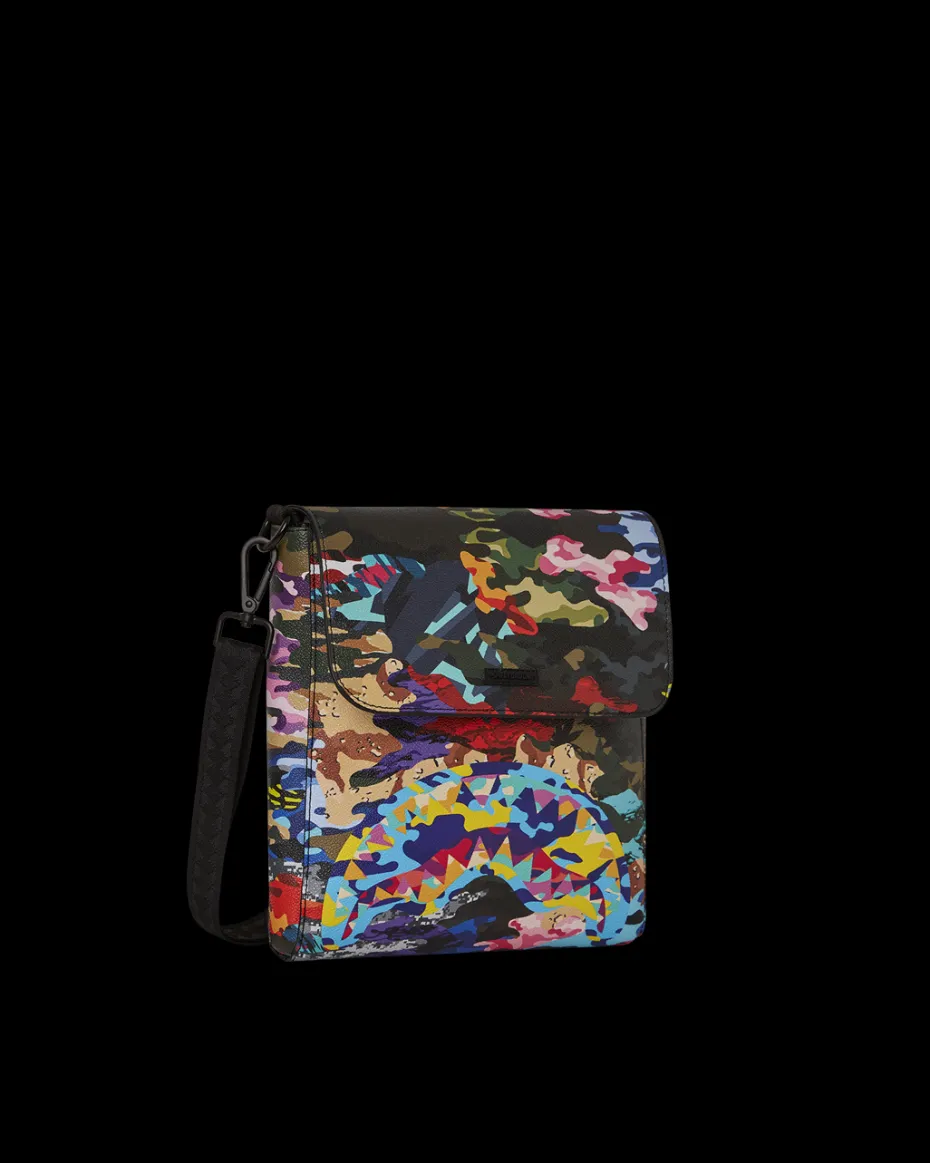 SLICED AND DICED CAMO MESSENGER SLING BAG