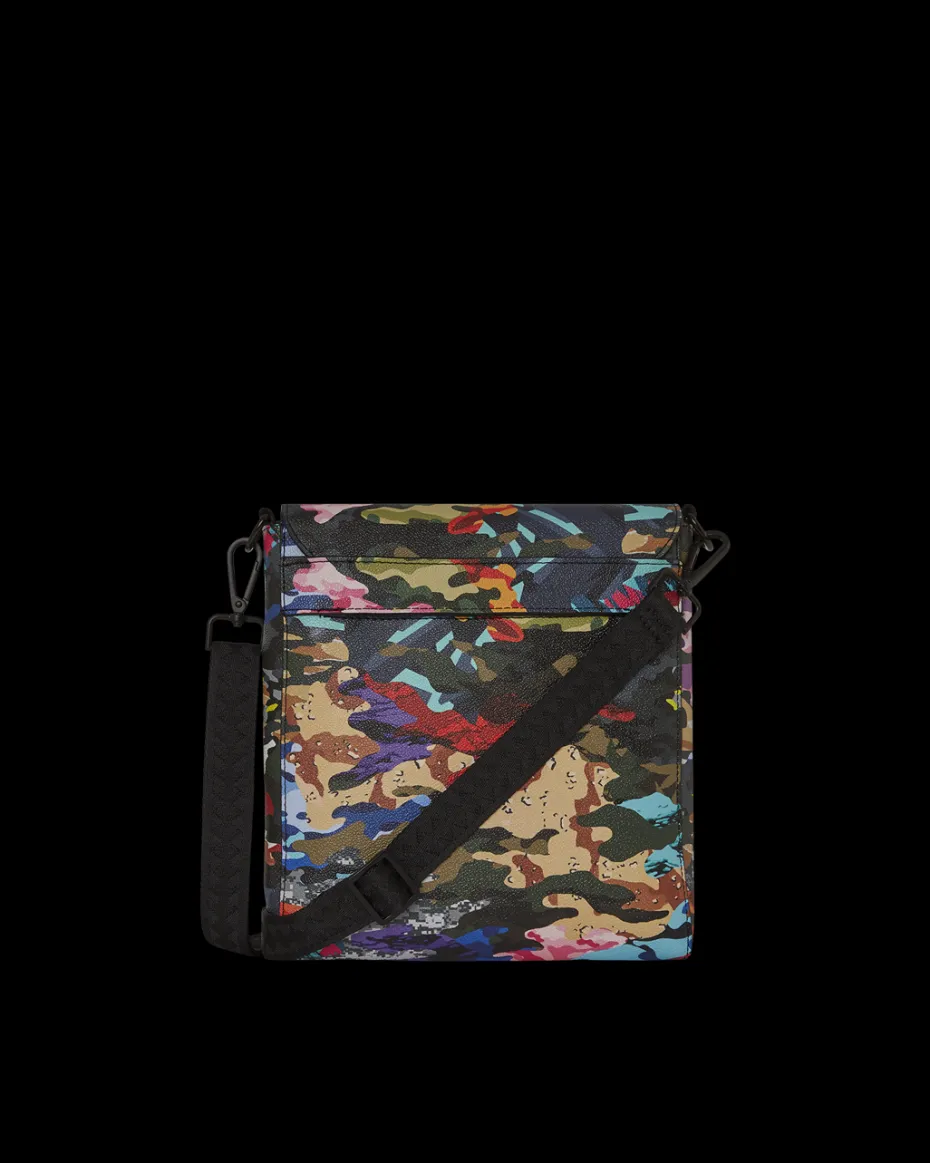 SLICED AND DICED CAMO MESSENGER SLING BAG