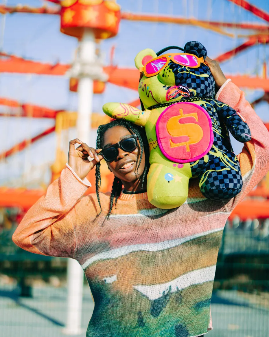 SLIME DIME MONEYBEAR TEDDYBEAR ON BACKPACK