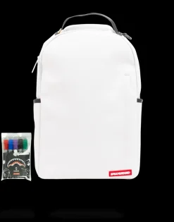 THE SPRAYGROUND DIY WHITE BACKPACK (VEGAN LEATHER & INNER MONEY LINING) & MARKERS INCLUDED